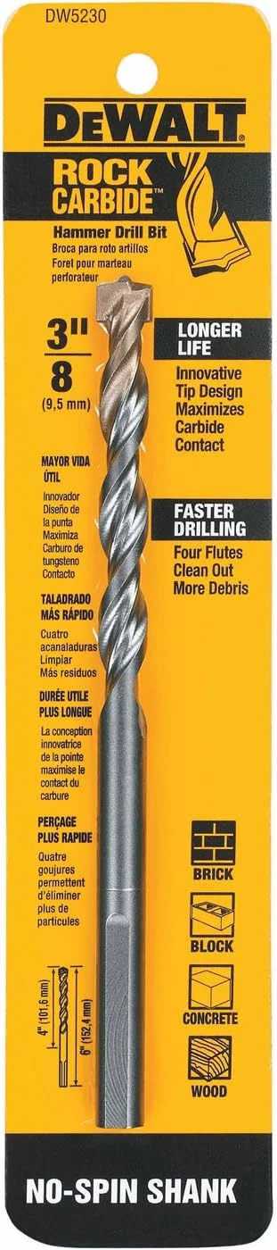 مته چکشی کاربیدی 3/8 اینچ در 6 اینچ دیوالت مدل DW5230 مته چکشی کاربیدی 3/8 اینچ در 6 اینچ دیوالت مدل DW5230