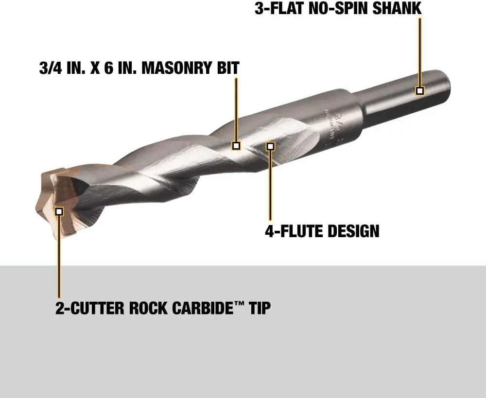 مته چکش ضربه ای کاربیدی دیوالت DW5244 سایز 3/4 اینچ در 6 اینچ
