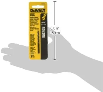 مته پیچشی با نوک شکافته اکسید آهن طلایی 3/32 اینچ DEWALT DW1906، بسته 2 عددی