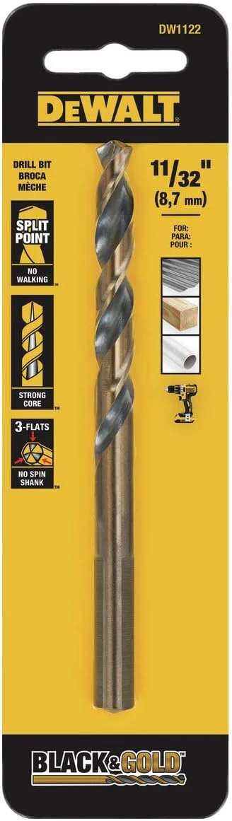مته پیچشی اکسید سیاه با نوک شکافته 11/32 اینچی DEWALT DW1122