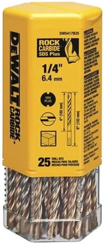 DeWalt DW5427B25 مته چکش SDS+ کاربید راک 3/8 اینچ در 4 اینچ در 6 اینچ (بسته 25 عددی)