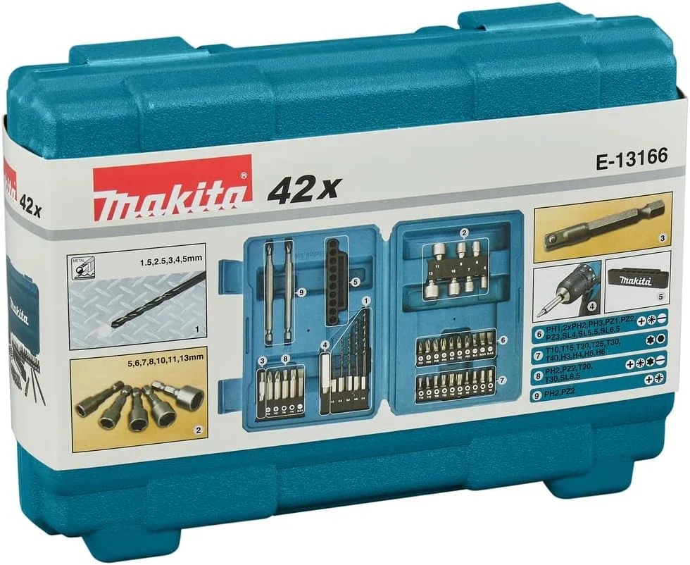 مجموعه 42 عددی مته و سری پیچ گوشتی ماکیتا مدل E-13166