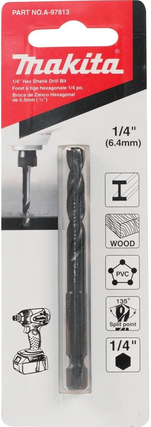 مته اکسید سیاه ماکیتا A-97813، دنباله 1/4 اینچی شش گوش