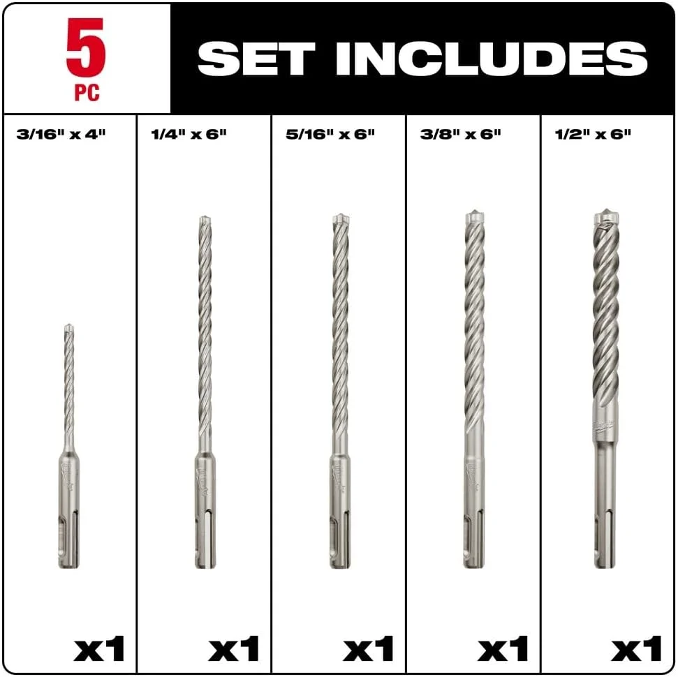 مجموعه 5 عددی مته های SDS-Plus 4 شیار Milwaukee مدل Mx4