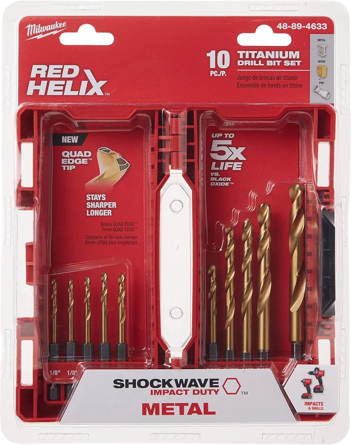 مجموعه مته تیتانیومی شوک ویو رِد هلیکس میلواکی (۱۰ عددی) مدل 48-89-4633