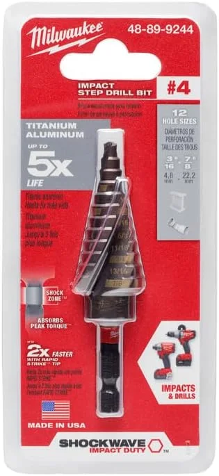 مته پله ای ضربه ای میلواکی 3/16-7/8، شماره 4