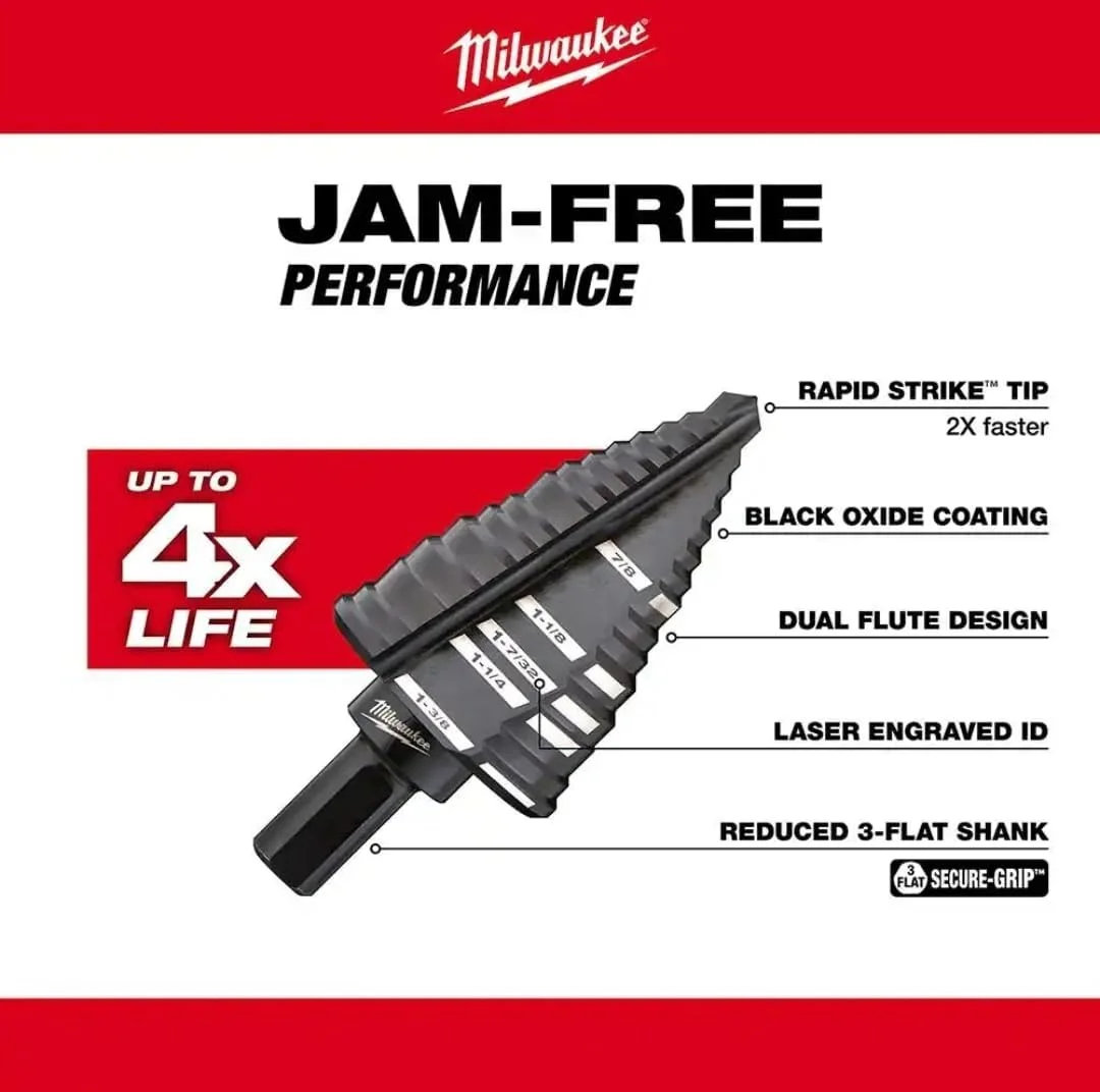 مته پله ای شماره 12، 7/8 اینچ - 1-3/8 اینچ