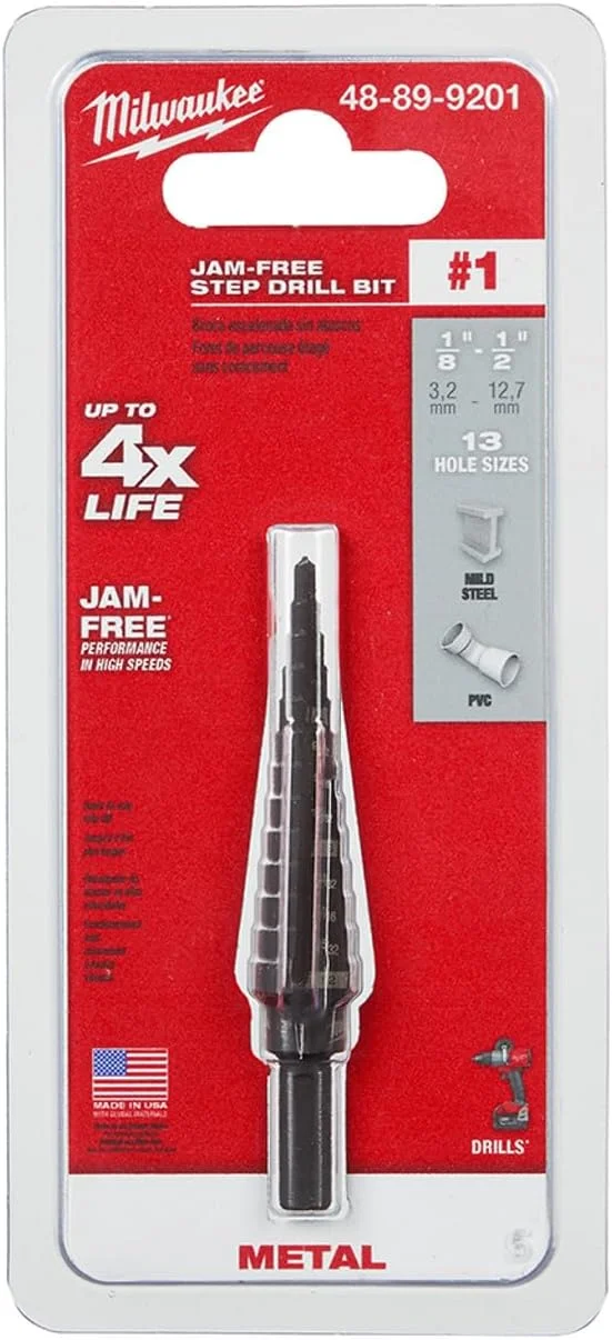 مته پله ای شماره 1 میلواکی سایز 1/8 تا 1/2 اینچ