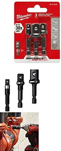 مجموعه سه عددی تبدیل سوکت دریل شوک ویو میلواکی 48-32-5033، 1/4 اینچ