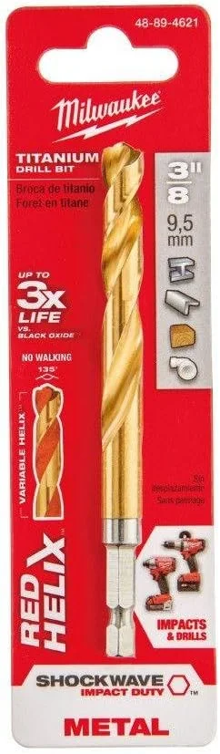 مته تیتانیومی موج ضربه ای قرمز هلیکس 3/8 اینچ