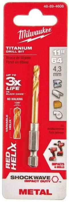 مته های تیتانیومی سایز ۱۱/۶۴ اینچ Milwaukee ELEC Tool 48-89-4608