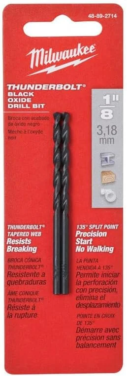 مته اکسید سیاه تاندربولت میلواکی الکتریک تول 48-89-2714 سایز 1/8 اینچ مته اکسید سیاه تاندربولت میلواکی الکتریک تول 48-89-2714 سایز 1/8 اینچ