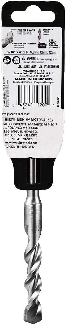 مته SDS میلواکی 48-20-7481، سایز 9/16 اینچ در 4 اینچ در 6 اینچ