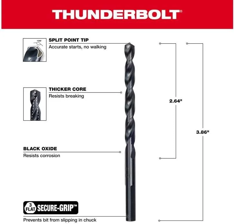 مته تندر بولت میلواکی الکتریک تول 48-89-2721، سایز 15/64 اینچ، اکسید سیاه مته تندر بولت میلواکی الکتریک تول 48-89-2721، سایز 15/64 اینچ، اکسید سیاه