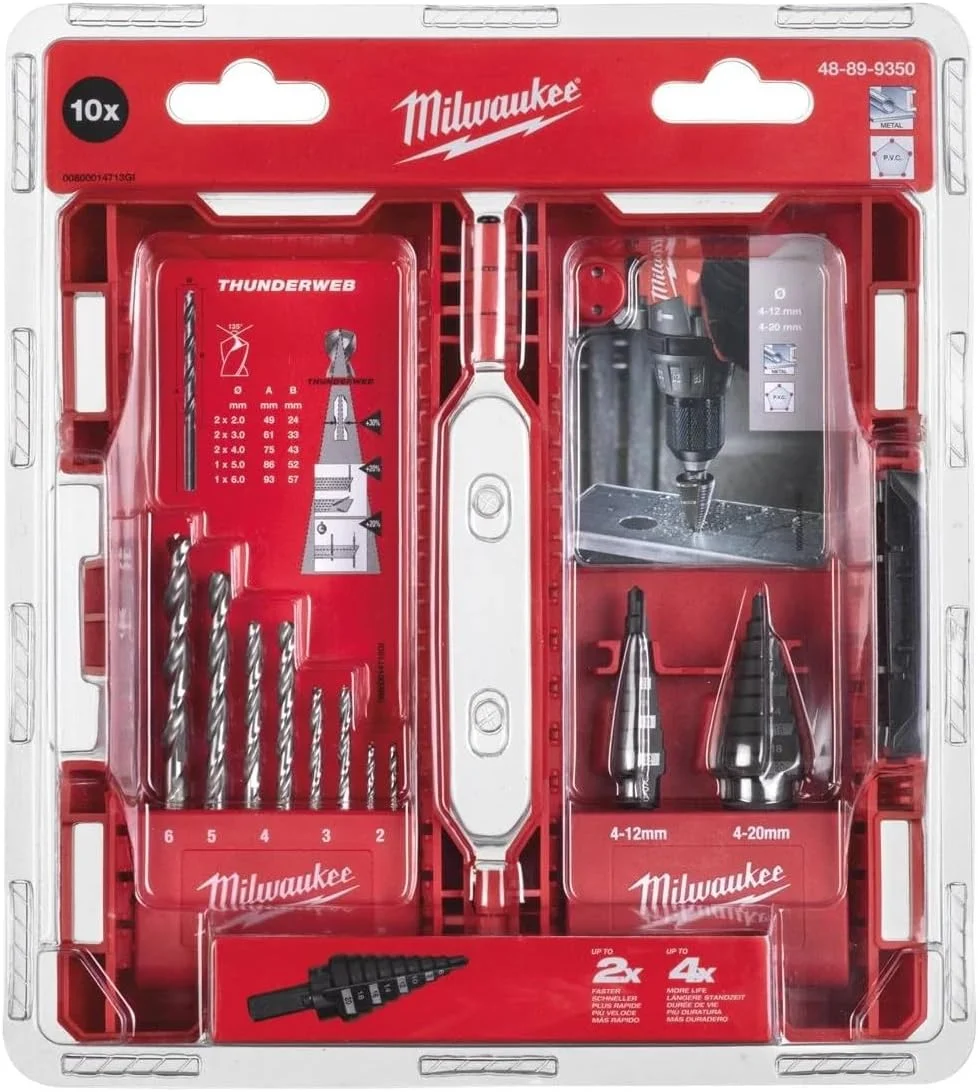 مجموعه ۱۰ عددی مته پله ای و معمولی HSS-G میلواکی مدل 48899350