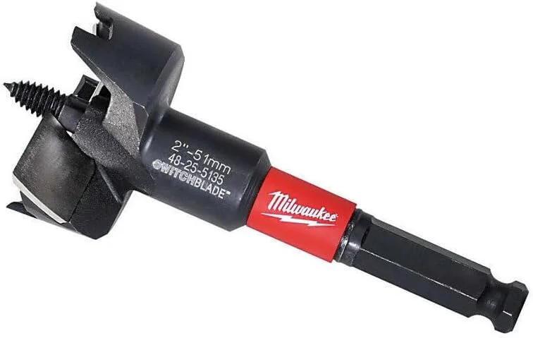 مته خودکار Milwaukee 48-25-5135، قطر 2 اینچ، ساق 7/16 اینچ شش گوش، طول کلی 5 اینچ، مناسب برای استفاده با دریل های دسته D 1/2 اینچ و بزرگتر، شامل 2 تیغه، پیچ تغذیه، پیچ تنظیم، آچار آلن