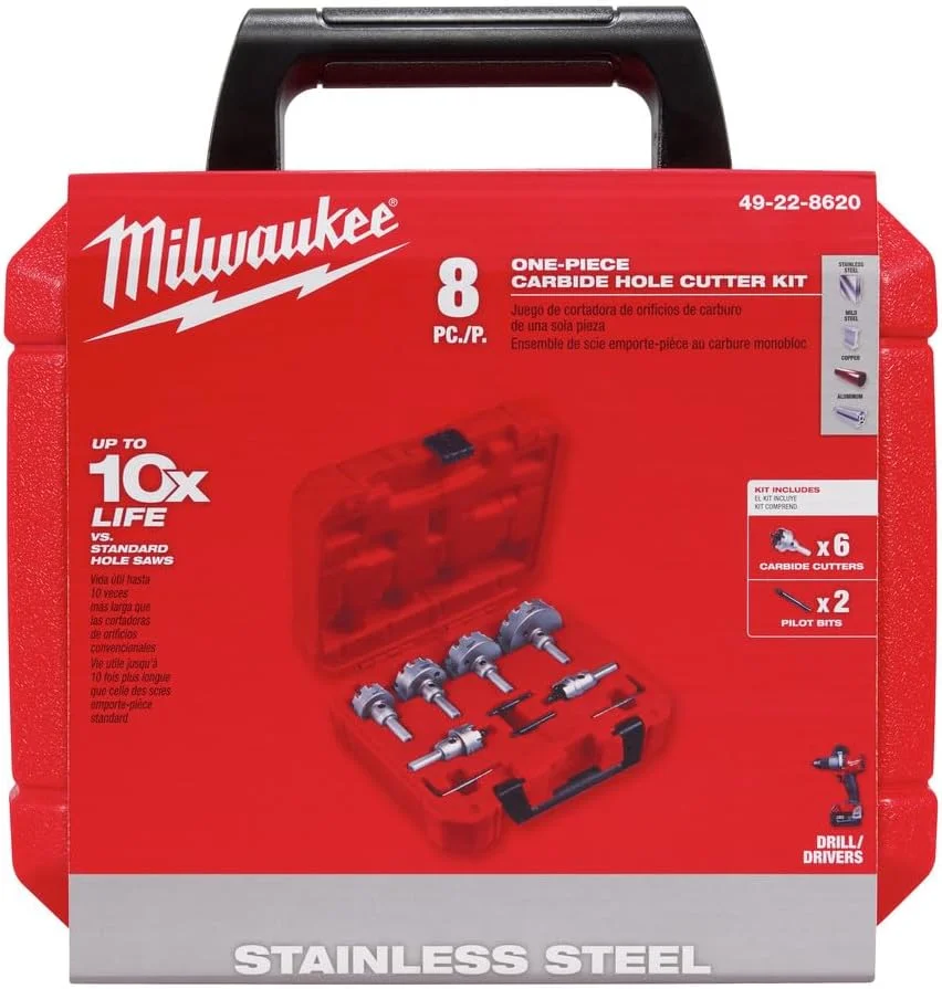 مجموعه 8 عددی مته گردبر کاربیدی یک تکه میلواکی مدل 49-22-8620