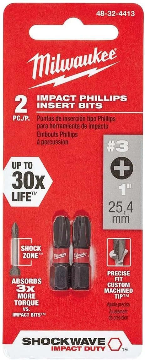 نوک پیچ گوشتی ضربه ای میلواکی SHOCKWAVE فیلیپس 3 x 1 اینچ فولادی 2 عددی نوک پیچ گوشتی ضربه ای میلواکی SHOCKWAVE فیلیپس 3 x 1 اینچ فولادی 2 عددی