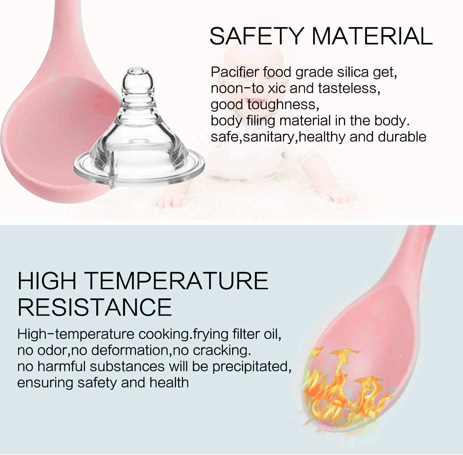 ست لوازم آشپزی سیلیکونی Arabest، دسته چوبی مقاوم در برابر حرارت، ابزار آشپزی بدون BPA، ست 12 تکه لوازم آشپزخانه سیلیکونی غیر سمی شامل کفگیر، انبر، قاشق و ابزار آشپزی برای ظروف نچسب - صورتی