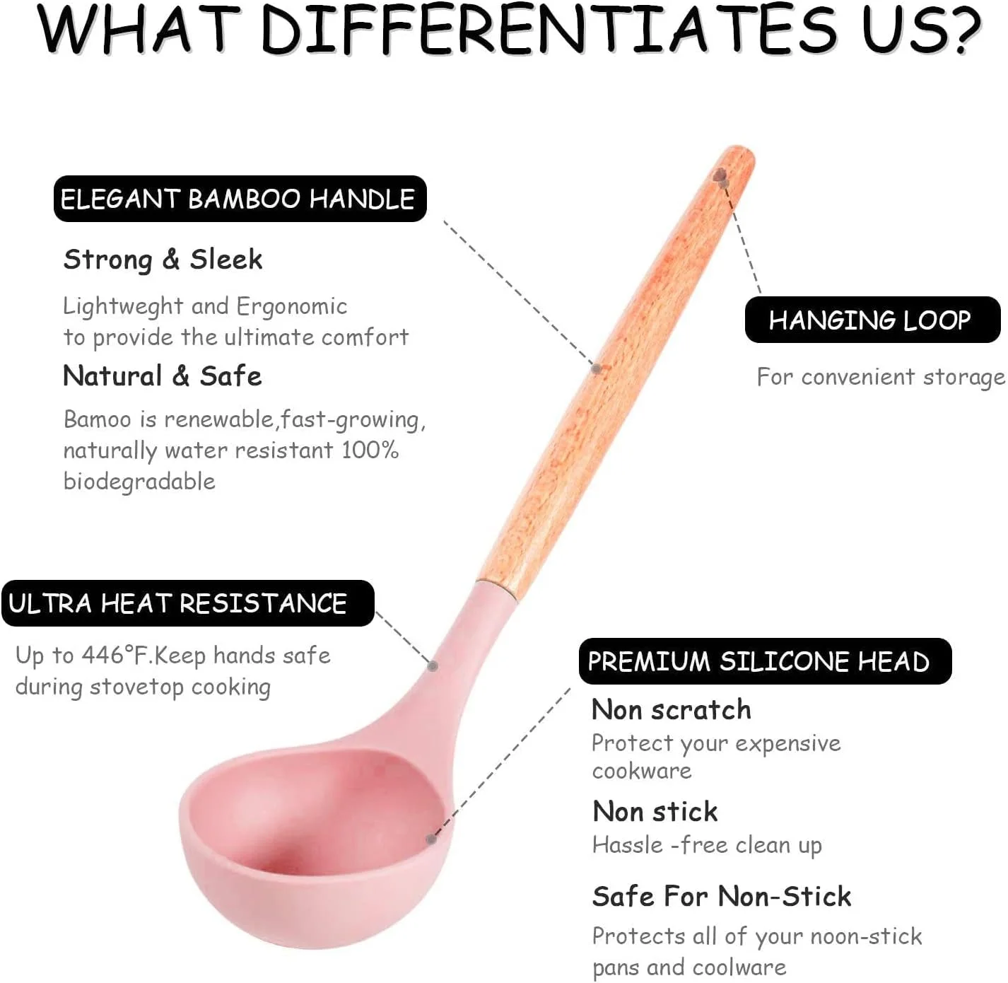 ست لوازم آشپزی سیلیکونی Arabest، دسته چوبی مقاوم در برابر حرارت، ابزار آشپزی بدون BPA، ست 12 تکه لوازم آشپزخانه سیلیکونی غیر سمی شامل کفگیر، انبر، قاشق و ابزار آشپزی برای ظروف نچسب - صورتی