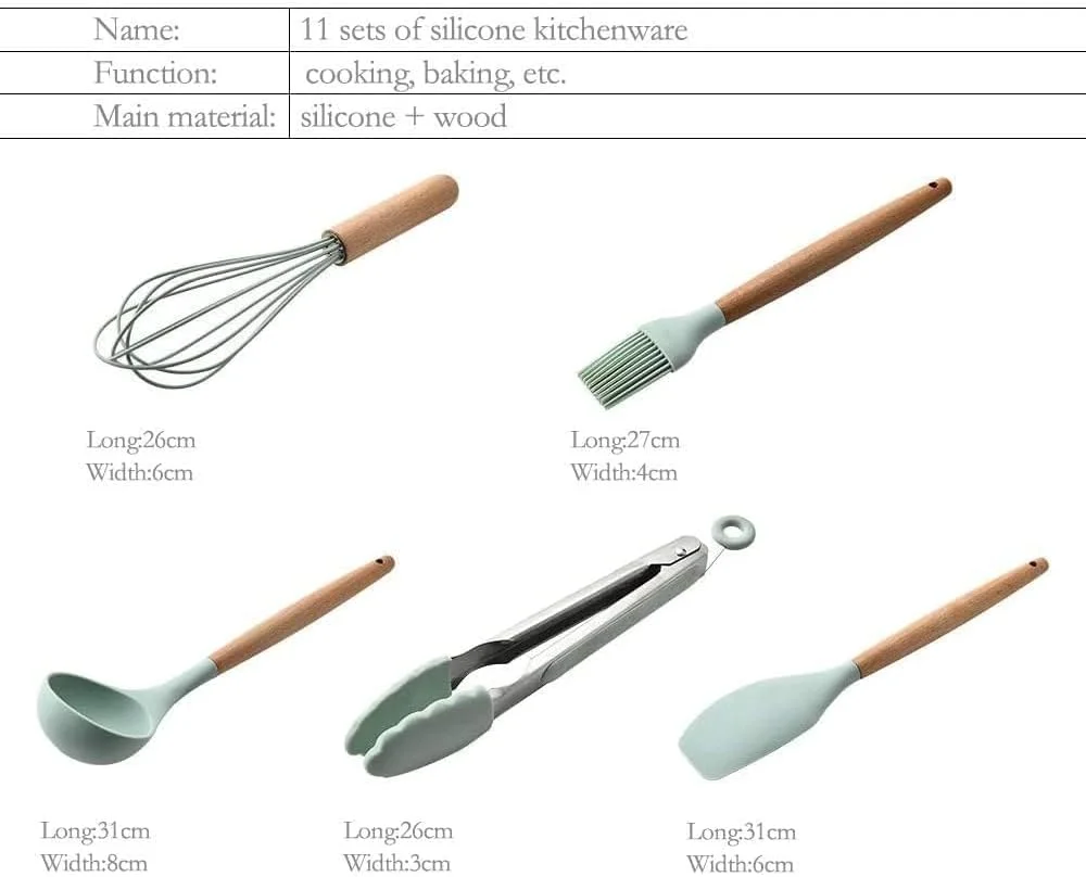 ست 11 تکه لوازم آشپزخانه سیلیکونی AWH Sunnyrobby به همراه جا قاشقی، ظروف نچسب و ابزار پخت و پز غیر سمی شامل انبر، کفگیر، برگردان، ملاقه و غیره ست 11 تکه لوازم آشپزخانه سیلیکونی AWH Sunnyrobby به همراه جا قاشقی، ظروف نچسب و ابزار پخت و پز غیر سمی شامل انبر، کفگیر، برگردان، ملاقه و غیره