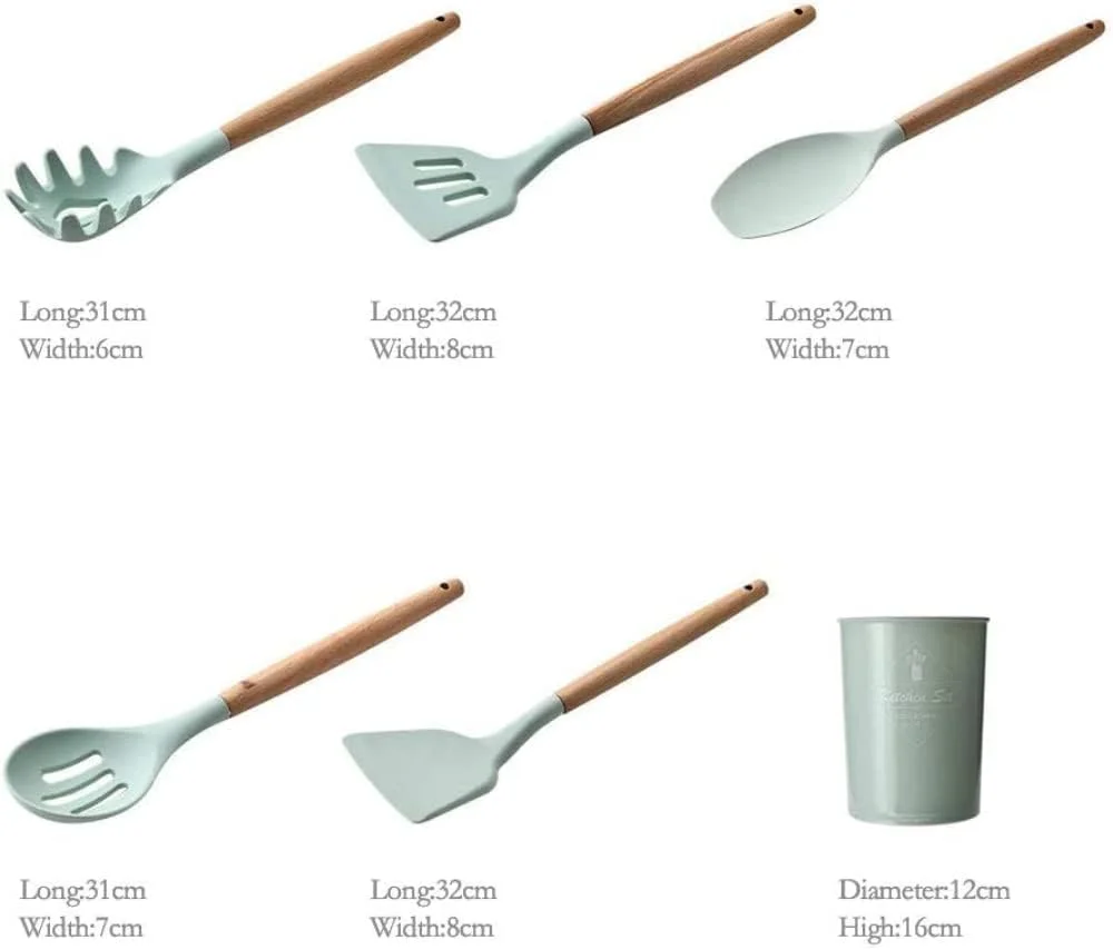 ست 11 تکه لوازم آشپزخانه سیلیکونی AWH Sunnyrobby به همراه جا قاشقی، ظروف نچسب و ابزار پخت و پز غیر سمی شامل انبر، کفگیر، برگردان، ملاقه و غیره ست 11 تکه لوازم آشپزخانه سیلیکونی AWH Sunnyrobby به همراه جا قاشقی، ظروف نچسب و ابزار پخت و پز غیر سمی شامل انبر، کفگیر، برگردان، ملاقه و غیره