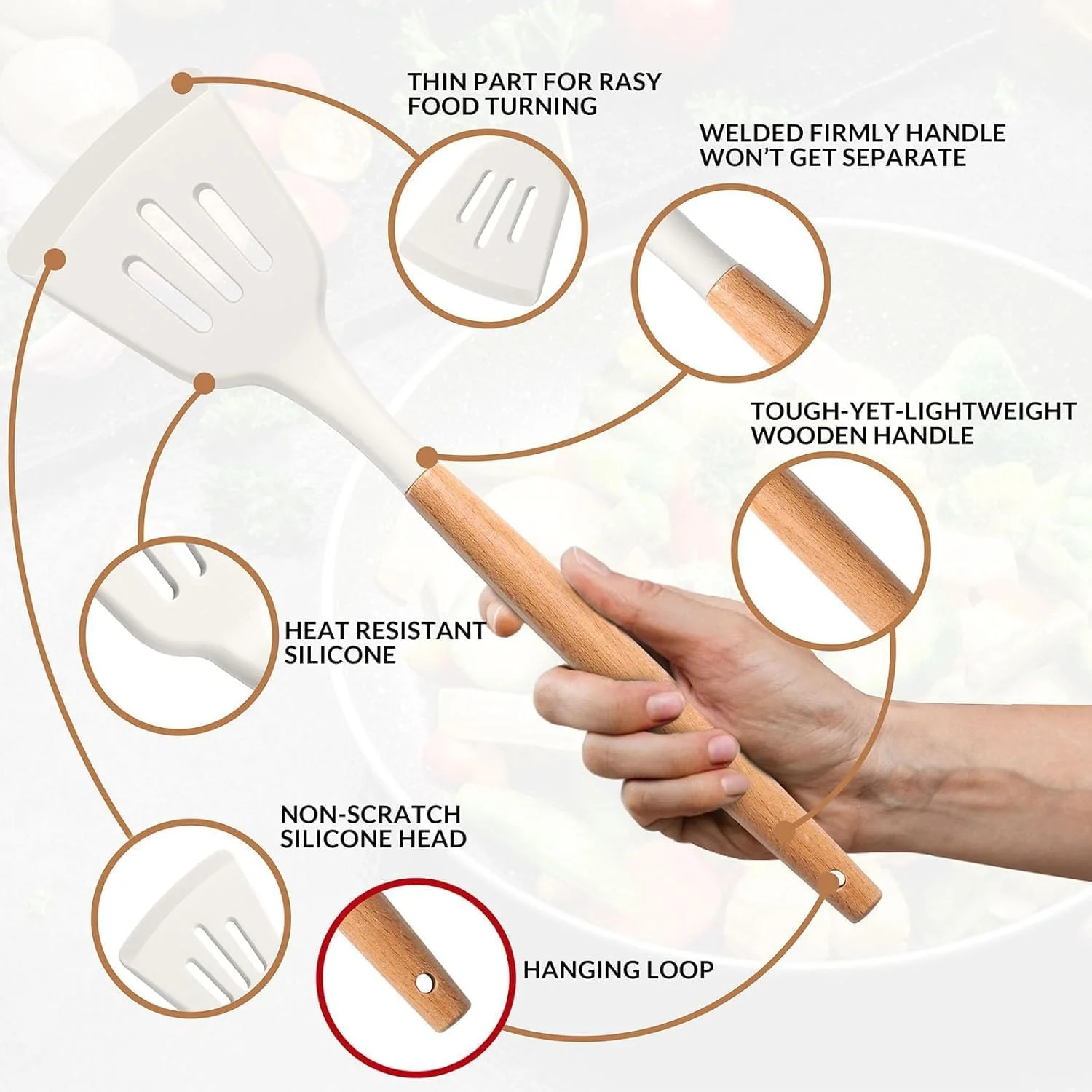 ست 12 پارچه ابزار آشپزی AWH با استند - سیلیکونی نچسب و مقاوم در برابر حرارت، شامل انبر، ملاقه، برس، کفگیر - رنگ های متنوع