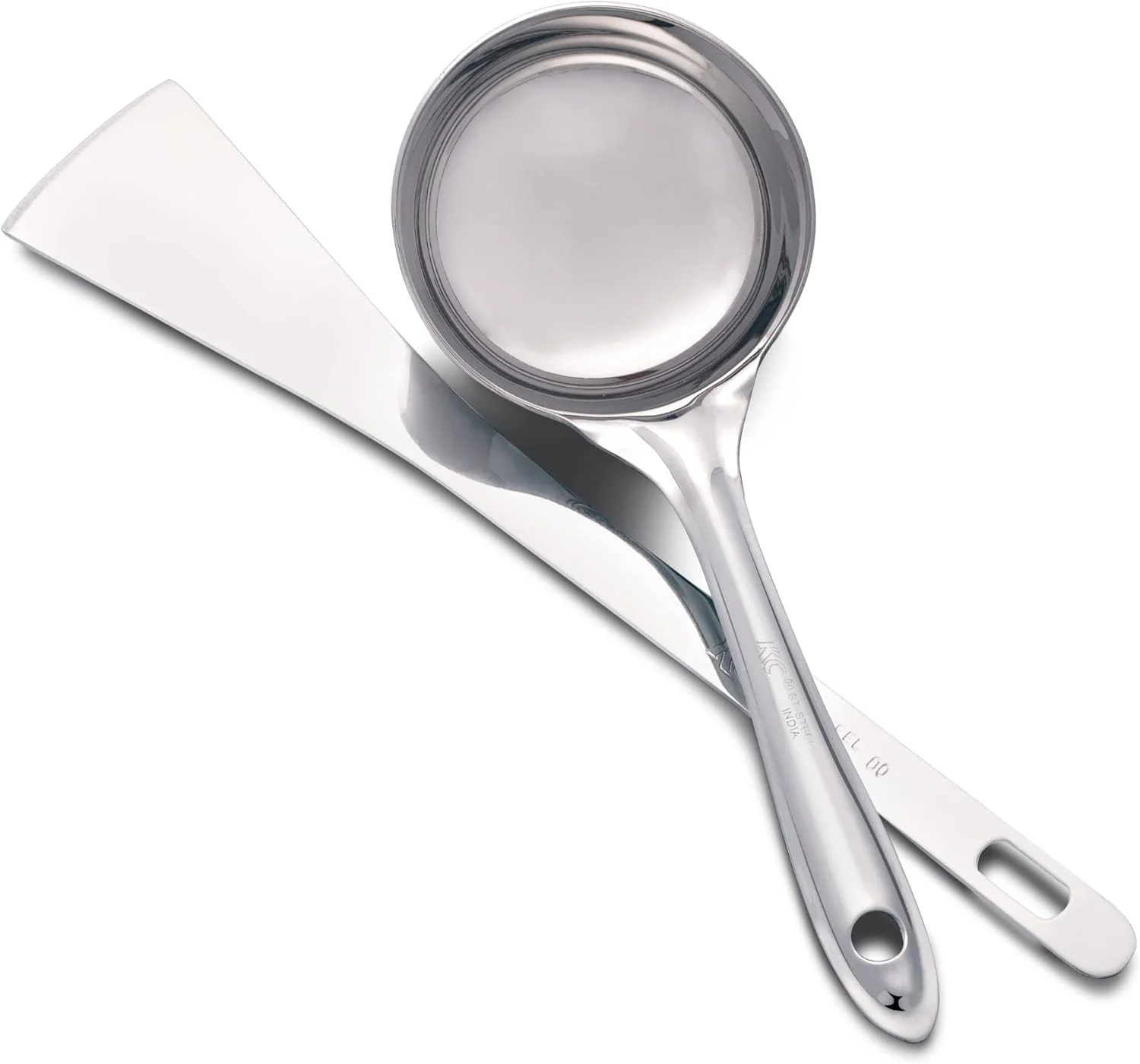 کفگیر دوسا و ملاقه دوسا استیل ضد زنگ با پایه تخت | قاشق مخصوص تهیه دوسا و برگرداننده دوسا | ابزار تهیه دوسا - ست 2 عددی (سایز کوچک) - 28 سانتی متر کفگیر دوسا و ملاقه دوسا استیل ضد زنگ با پایه تخت | قاشق مخصوص تهیه دوسا و برگرداننده دوسا | ابزار تهیه دوسا - ست 2 عددی (سایز کوچک) - 28 سانتی متر