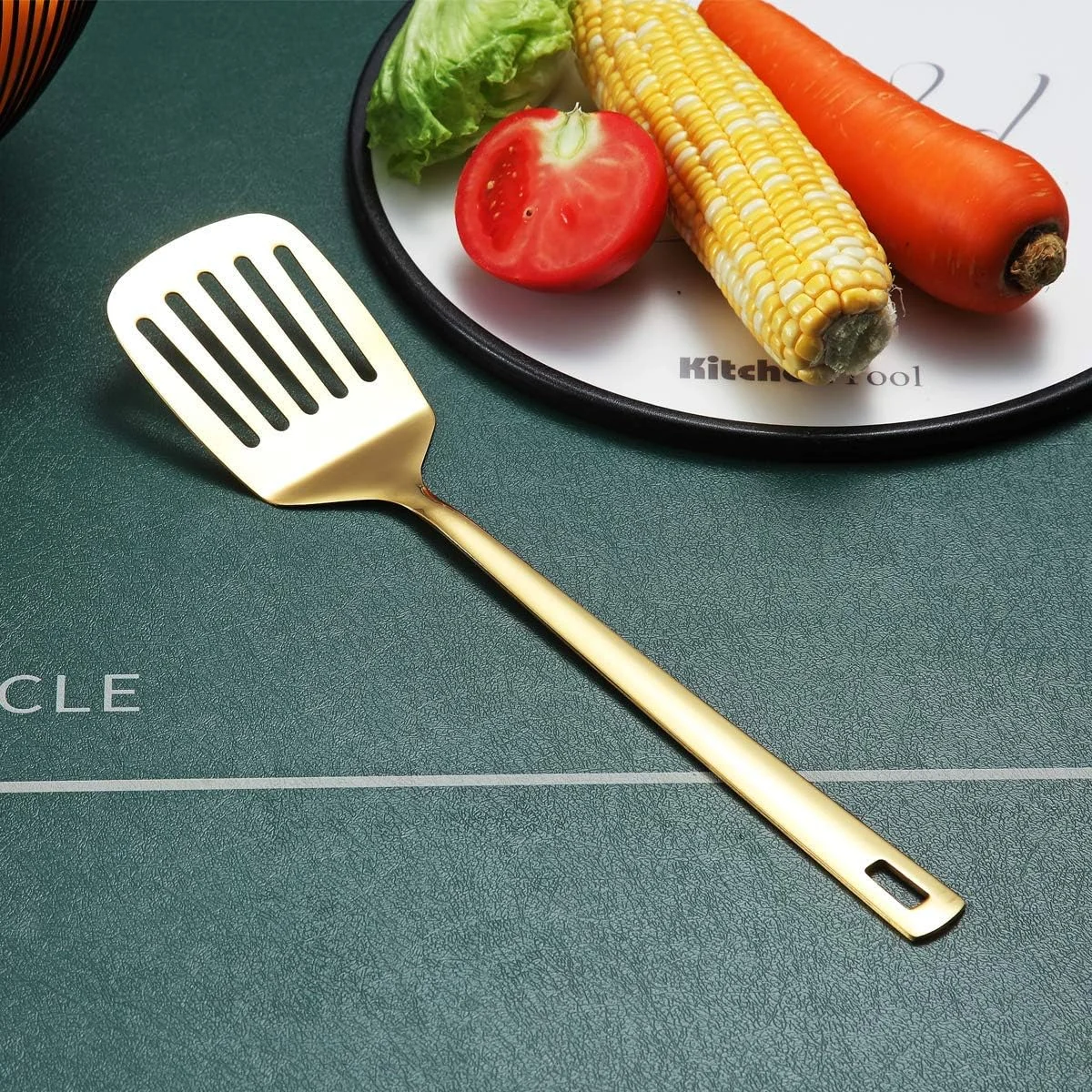 کفگیرهای طلایی برگلندر، کفگیر شکاف دار با روکش طلای تیتانیوم، کفگیر فلزی برای پخت و پز، کفگیر آشپزخانه، کفگیر باربیکیو، قابل شستشو در ماشین ظرفشویی، تمیز کردن آسان