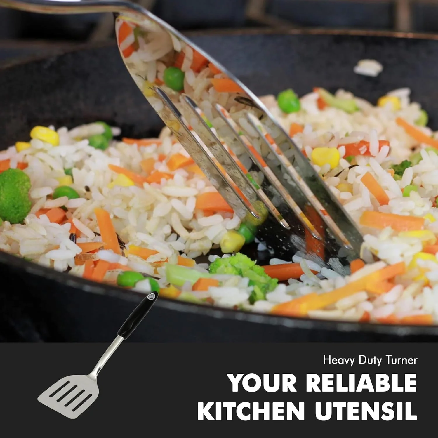 کفگیر/اسپاتول استیل سنگین شف کرافت، 34 سانتی متر