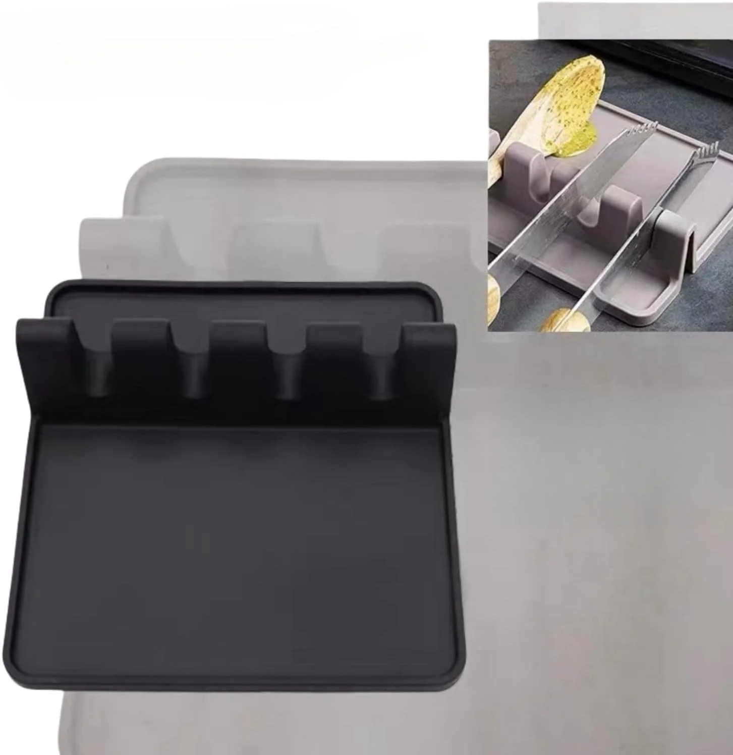 جا قاشقی سیلیکونی آشپزخانه BLOSORA - مقاوم در برابر حرارت با پد چکه گیر برای اجاق گاز و پیشخوان - ایده آل برای کفگیر، ملاقه و ابزار پخت و پز (مشکی) جا قاشقی سیلیکونی آشپزخانه BLOSORA - مقاوم در برابر حرارت با پد چکه گیر برای اجاق گاز و پیشخوان - ایده آل برای کفگیر، ملاقه و ابزار پخت و پز (مشکی)