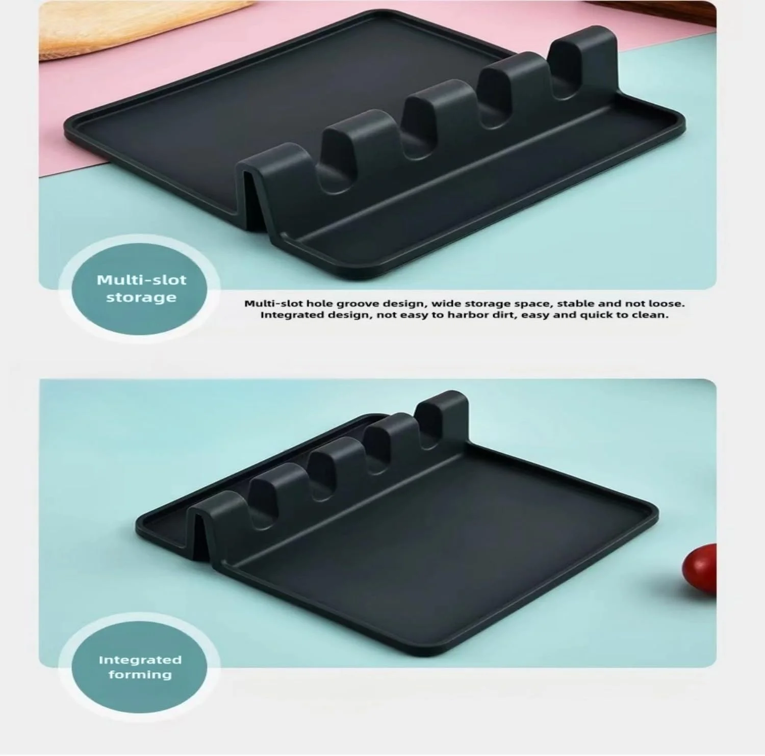 جا قاشقی سیلیکونی آشپزخانه BLOSORA - مقاوم در برابر حرارت با پد چکه گیر برای اجاق گاز و پیشخوان - ایده آل برای کفگیر، ملاقه و ابزار پخت و پز (مشکی) جا قاشقی سیلیکونی آشپزخانه BLOSORA - مقاوم در برابر حرارت با پد چکه گیر برای اجاق گاز و پیشخوان - ایده آل برای کفگیر، ملاقه و ابزار پخت و پز (مشکی)