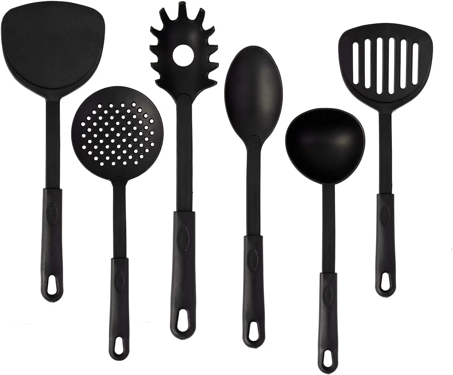 ست ۶ تکه ابزار آشپزی نایلونی دلکاسا - قاشق های پخت و پز و سرو نچسب و ضد خش - ظروف آشپزی مقاوم در برابر حرارت شامل ملاقه سوپ، قاشق سرو، کفگیر، قاشق سرو اسپاگتی، کفگیر تخت، برگردان ست ۶ تکه ابزار آشپزی نایلونی دلکاسا - قاشق های پخت و پز و سرو نچسب و ضد خش - ظروف آشپزی مقاوم در برابر حرارت شامل ملاقه سوپ، قاشق سرو، کفگیر، قاشق سرو اسپاگتی، کفگیر تخت، برگردان