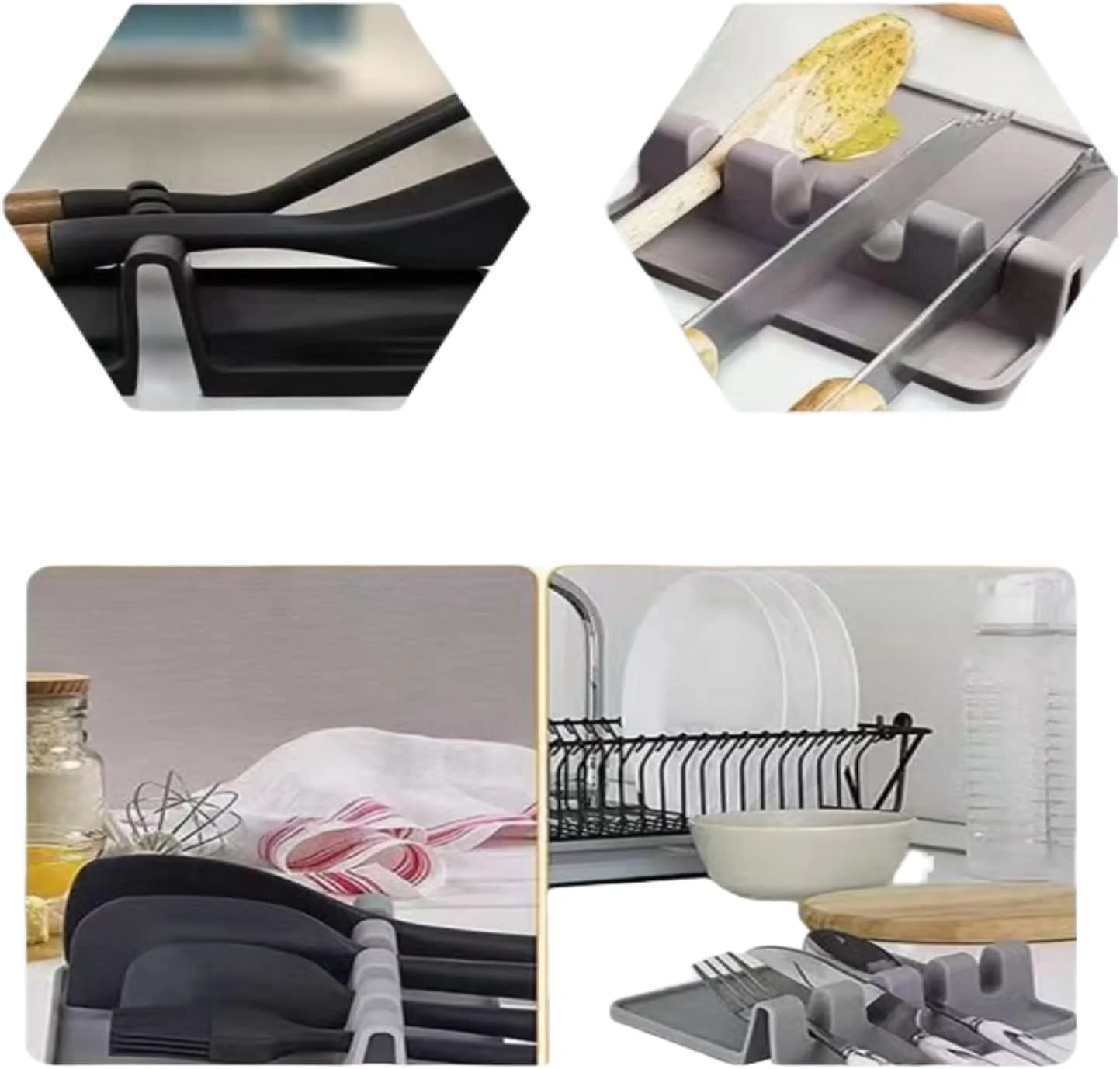 جا قاشقی سیلیکونی آشپزخانه BLOSORA - مقاوم در برابر حرارت با پد چکه گیر برای اجاق گاز و پیشخوان - ایده آل برای کفگیر، ملاقه و ابزار پخت و پز (مشکی) جا قاشقی سیلیکونی آشپزخانه BLOSORA - مقاوم در برابر حرارت با پد چکه گیر برای اجاق گاز و پیشخوان - ایده آل برای کفگیر، ملاقه و ابزار پخت و پز (مشکی)