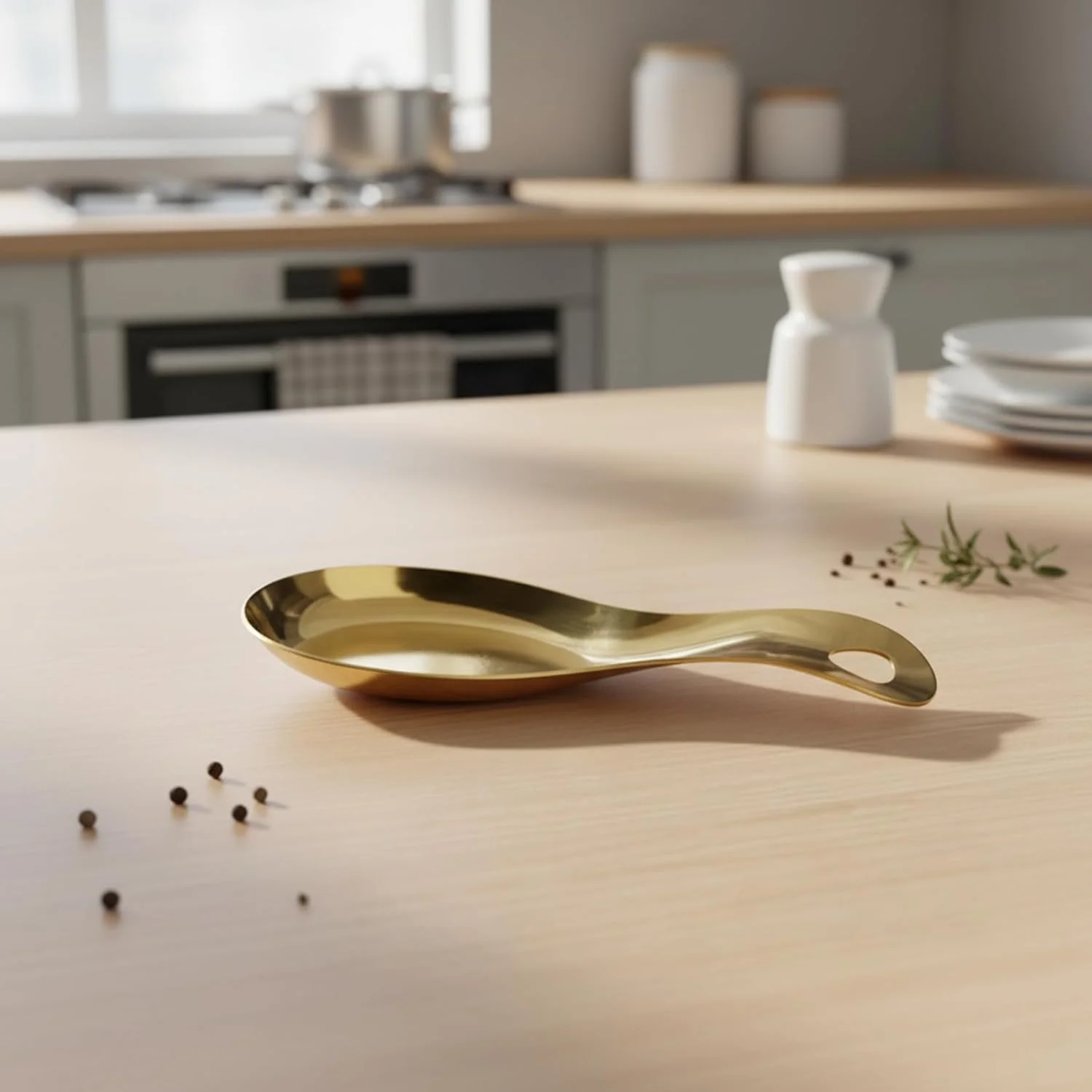 جا قاشقی استیل آشپزی، نگهدارنده کفگیر و ملاقه، پایه کارد و چنگال، طلایی براق