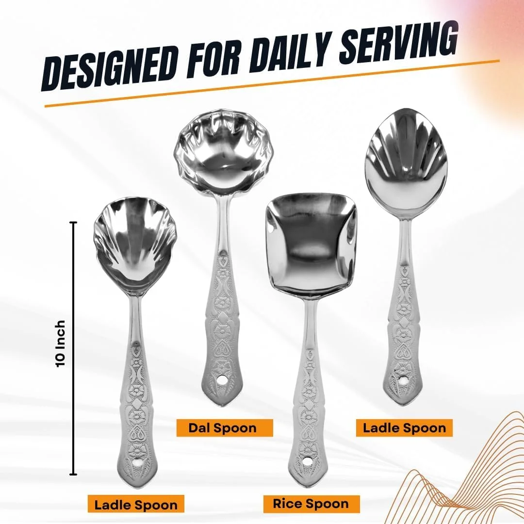 ست قاشق سرو استیل ESTOILE مناسب غذاخوری | ست کفگیر - 1 ملاقه، 2 قاشق ساده و 1 قاشق برنج (ست 4 عددی) (25 سانتی متر) ست قاشق سرو استیل ESTOILE مناسب غذاخوری | ست کفگیر - 1 ملاقه، 2 قاشق ساده و 1 قاشق برنج (ست 4 عددی) (25 سانتی متر)