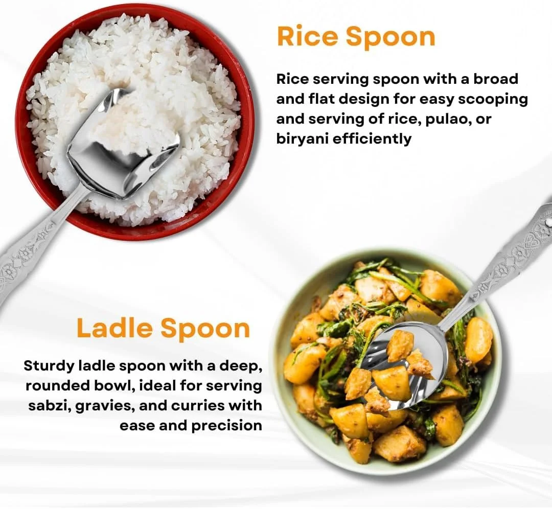 ست قاشق سرو استیل ESTOILE مناسب غذاخوری | ست کفگیر - 1 ملاقه، 2 قاشق ساده و 1 قاشق برنج (ست 4 عددی) (25 سانتی متر) ست قاشق سرو استیل ESTOILE مناسب غذاخوری | ست کفگیر - 1 ملاقه، 2 قاشق ساده و 1 قاشق برنج (ست 4 عددی) (25 سانتی متر)