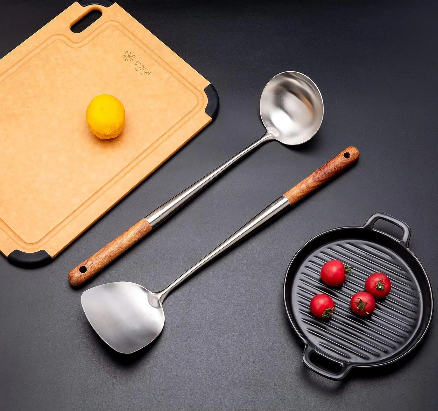 ملاقه سوپ FJNATINH، ملاقه 43 سانتیمتری برای ووک، کفگیر ووک استیل 304. ملاقه سوپ FJNATINH، ملاقه 43 سانتیمتری برای ووک، کفگیر ووک استیل 304.