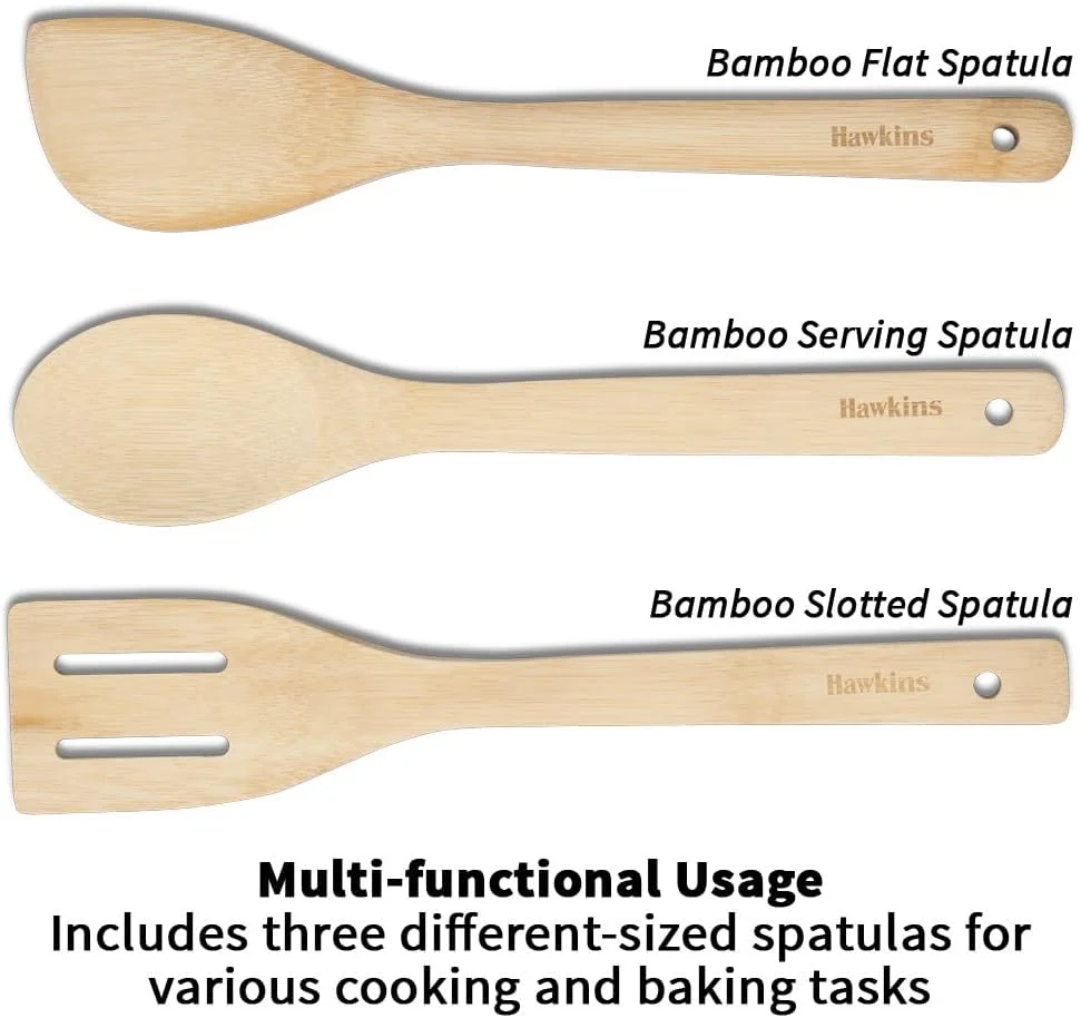 ست کفگیر چوبی بامبو هاوکینز، 3 عددی، کفگیرهای بامبو دست ساز طبیعی، ابزار آشپزخانه، ملاقه، برگردان، کفگیر، لیسک، سرو کننده مناسب ظروف نچسب (BSPTL3) ست کفگیر چوبی بامبو هاوکینز، 3 عددی، کفگیرهای بامبو دست ساز طبیعی، ابزار آشپزخانه، ملاقه، برگردان، کفگیر، لیسک، سرو کننده مناسب ظروف نچسب (BSPTL3)
