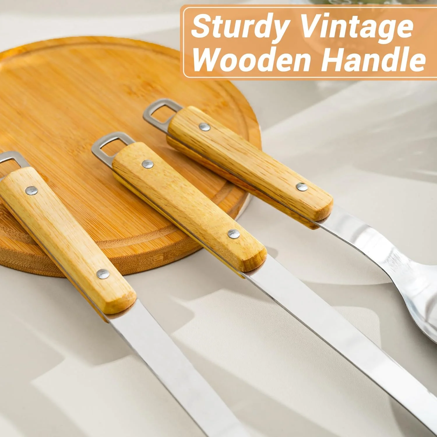 کفگیر و ملاقه وک FJNATINH، ست ابزار ملاقه اسکیمر، کفگیر 40 سانتیمتری برای وک، کفگیر وک استیل 201، چوب، 3 تکه کفگیر و ملاقه وک FJNATINH، ست ابزار ملاقه اسکیمر، کفگیر 40 سانتیمتری برای وک، کفگیر وک استیل 201، چوب، 3 تکه