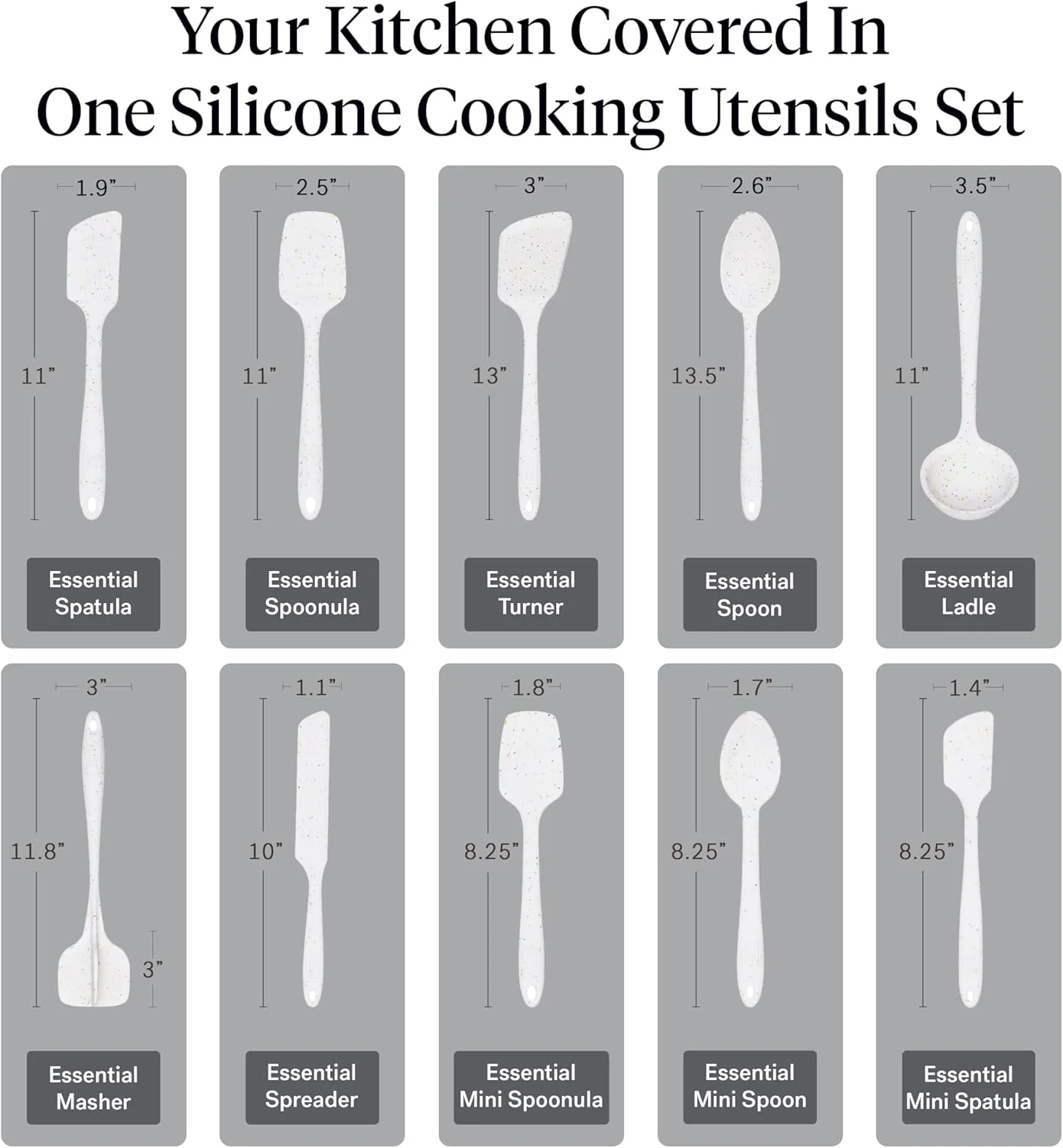 ست ۱۰ تکه لوازم آشپزی سیلیکونی GIR: شامل ملاقه، کفگیر، برگردان، قاشق و قاشقک، نچسب، مقاوم در برابر حرارت، قابل شستشو در ماشین ظرفشویی، لوازم آشپزخانه سیلیکونی، لوازم پخت و پز