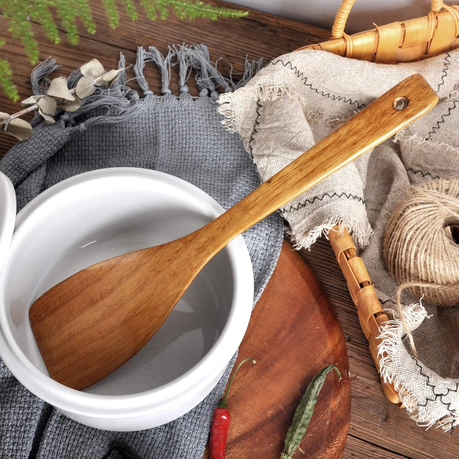 FJNATINH کفگیر چوبی، کفگیر شیاردار، ست ملاقه با دسته بلند. دست ساز برای ظروف آشپزخانه (ست 4 تکه ابزار) FJNATINH کفگیر چوبی، کفگیر شیاردار، ست ملاقه با دسته بلند. دست ساز برای ظروف آشپزخانه (ست 4 تکه ابزار)