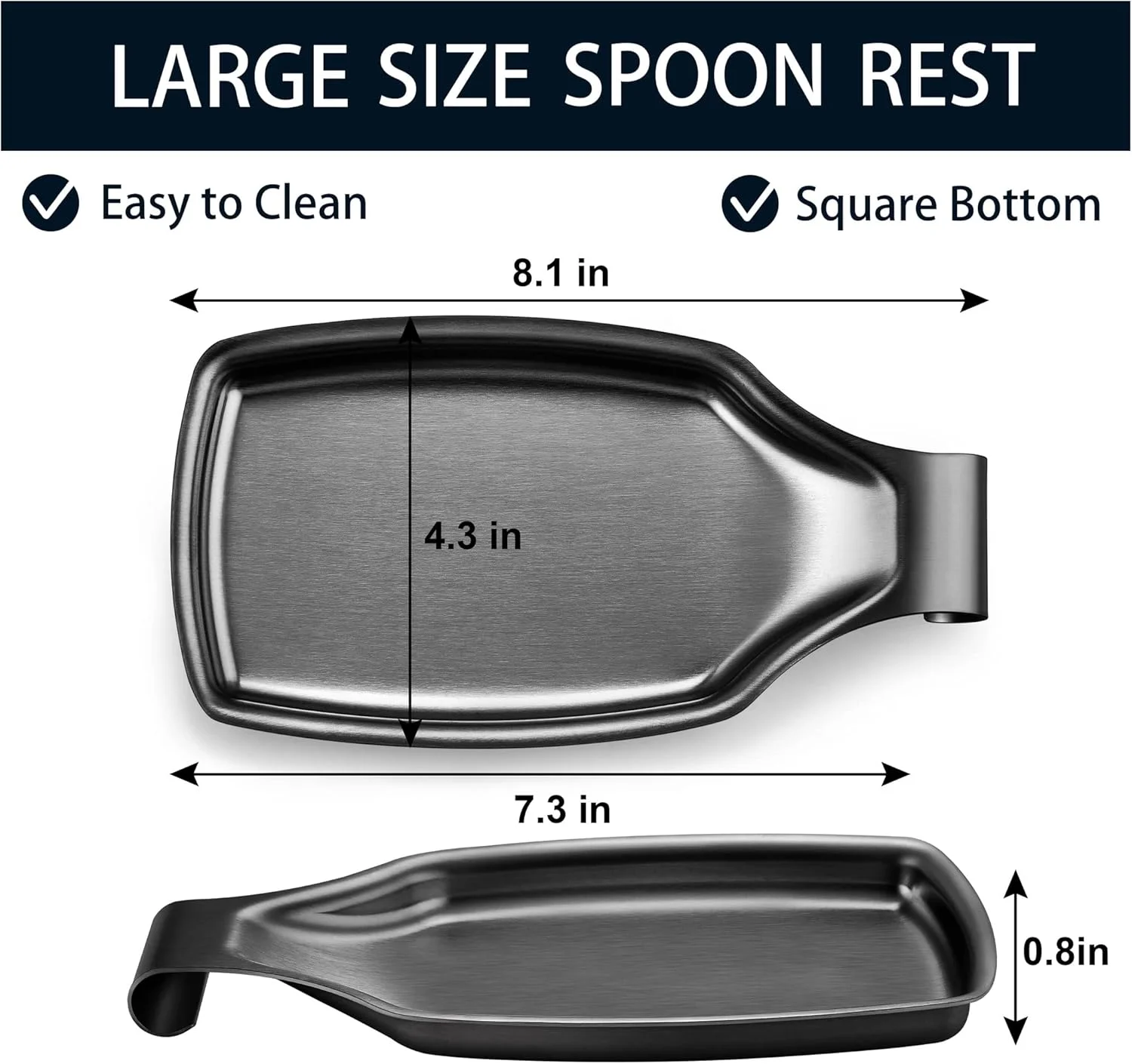 جا قاشقی استیل مشکی Herogo برای اجاق گاز، نگهدارنده بزرگ کفگیر ملاقه با کف مربعی، لوازم جانبی آشپزخانه برای روی کابینت، مقاوم، قابل شستشو در ماشین ظرفشویی جا قاشقی استیل مشکی Herogo برای اجاق گاز، نگهدارنده بزرگ کفگیر ملاقه با کف مربعی، لوازم جانبی آشپزخانه برای روی کابینت، مقاوم، قابل شستشو در ماشین ظرفشویی