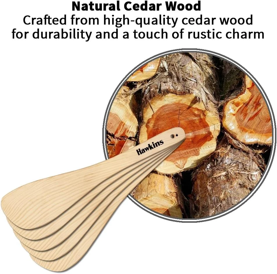 ست 5 عددی کفگیر، ملاقه، برگردان، و کاردک چوبی سدر هاوکینز مناسب برای ظروف نچسب (SPTL5)