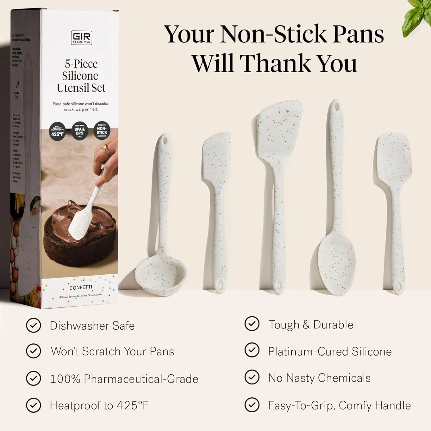 ست 5 تکه ضروری و چند منظوره آشپزخانه - ملاقه، کفگیر، برگردان، قاشق و قاشقک، نچسب، مقاوم در برابر حرارت، قابل شستشو در ماشین ظرفشویی، لوازم پخت و پز - رنگ پارتی کانفتی ست 5 تکه ضروری و چند منظوره آشپزخانه - ملاقه، کفگیر، برگردان، قاشق و قاشقک، نچسب، مقاوم در برابر حرارت، قابل شستشو در ماشین ظرفشویی، لوازم پخت و پز - رنگ پارتی کانفتی