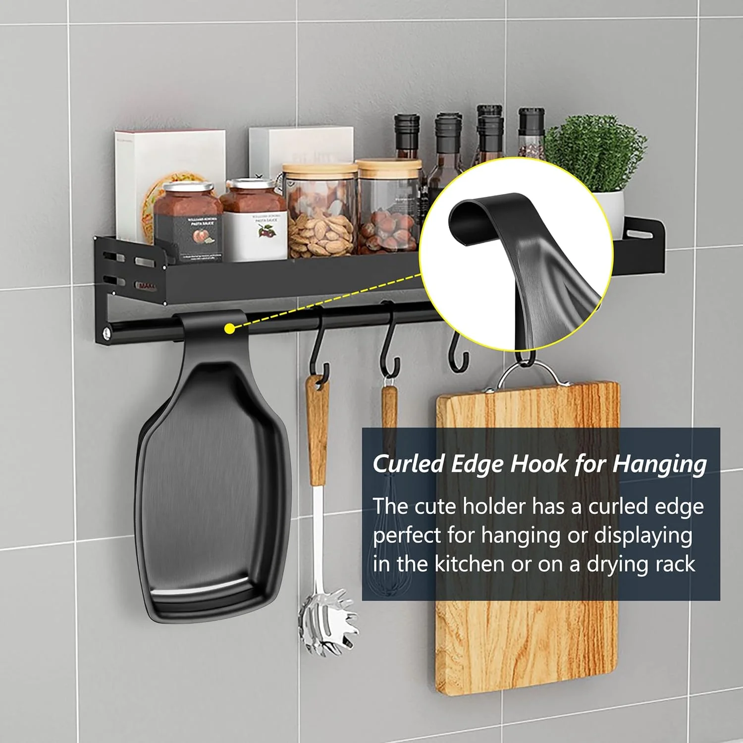 جا قاشقی استیل مشکی Herogo برای اجاق گاز، نگهدارنده بزرگ کفگیر ملاقه با کف مربعی، لوازم جانبی آشپزخانه برای روی کابینت، مقاوم، قابل شستشو در ماشین ظرفشویی جا قاشقی استیل مشکی Herogo برای اجاق گاز، نگهدارنده بزرگ کفگیر ملاقه با کف مربعی، لوازم جانبی آشپزخانه برای روی کابینت، مقاوم، قابل شستشو در ماشین ظرفشویی