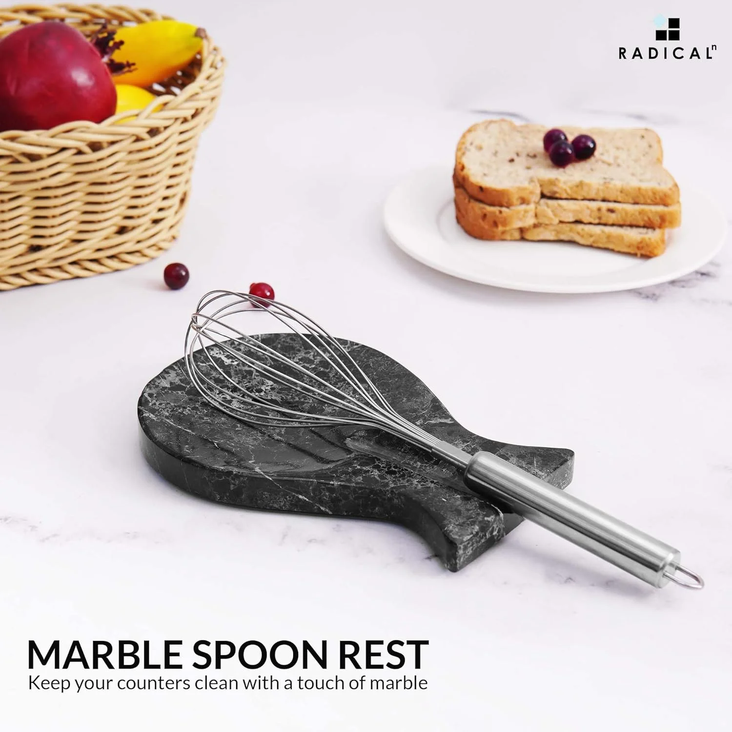 جا قاشقی مرمرین رادیکال ان، 20 سانتی متر، مشکی، دست ساز، نگهدارنده قاشق برای لوازم آشپزخانه، ایده آل برای لوازم پخت و پز، جا قاشقی برای روی اجاق گاز