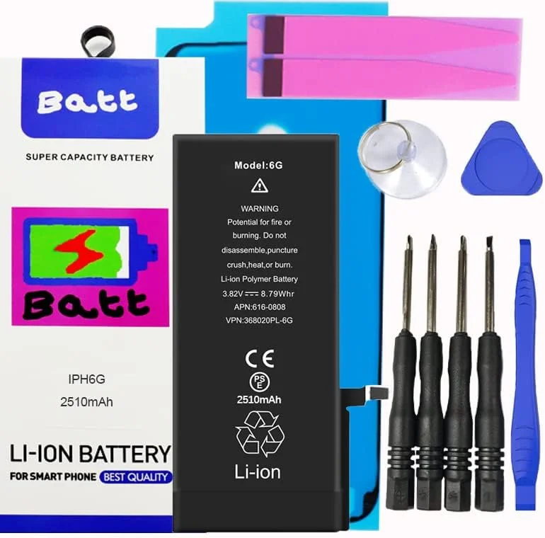 کیت باتری با ظرفیت بالا Batt® برای آیفون شامل تمام استیکرها و ابزارهای مغناطیسی - تعویض باتری برای آیفون (آیفون 6)