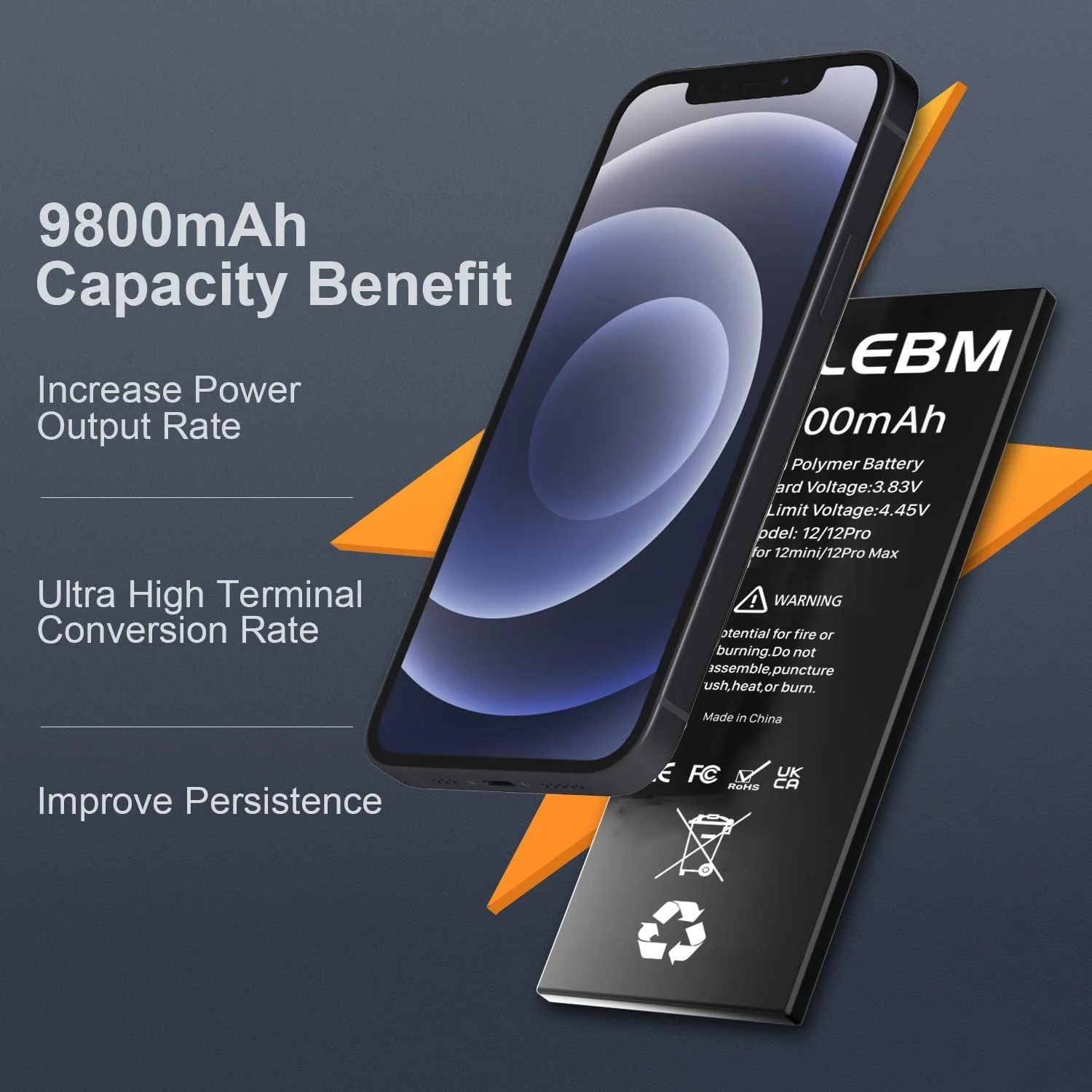 باتری ۹۸۰۰ میلی آمپر ساعتی LCLEBM برای آیفون ۱۲/۱۲ پرو، ارتقاء یافته ۲۰۲۴، جایگزینی باتری برای آیفون ۱۲/۱۲ پرو، A2172, A2402, A2403, A2404, A2407, A2341, A2406, A2408 به همراه ابزار باتری ۹۸۰۰ میلی آمپر ساعتی LCLEBM برای آیفون ۱۲/۱۲ پرو، ارتقاء یافته ۲۰۲۴، جایگزینی باتری برای آیفون ۱۲/۱۲ پرو، A2172, A2402, A2403, A2404, A2407, A2341, A2406, A2408 به همراه ابزار