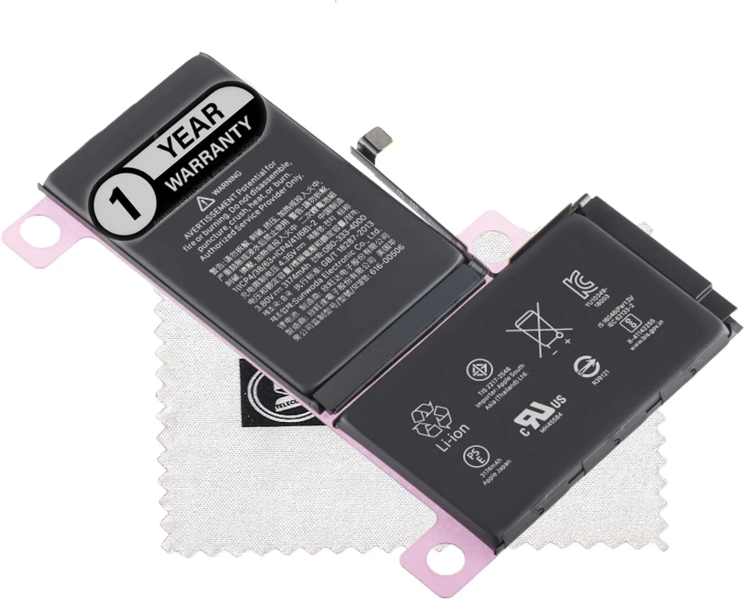 باتری SHLOK برای آیفون XS Max، 3174 میلی آمپر ساعت، به همراه پارچه تمیز کننده صفحه نمایش باتری SHLOK برای آیفون XS Max، 3174 میلی آمپر ساعت، به همراه پارچه تمیز کننده صفحه نمایش